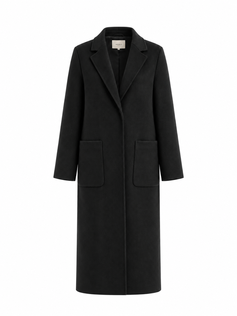 Cappotto Lungo Monopetto Nero - Vicolo