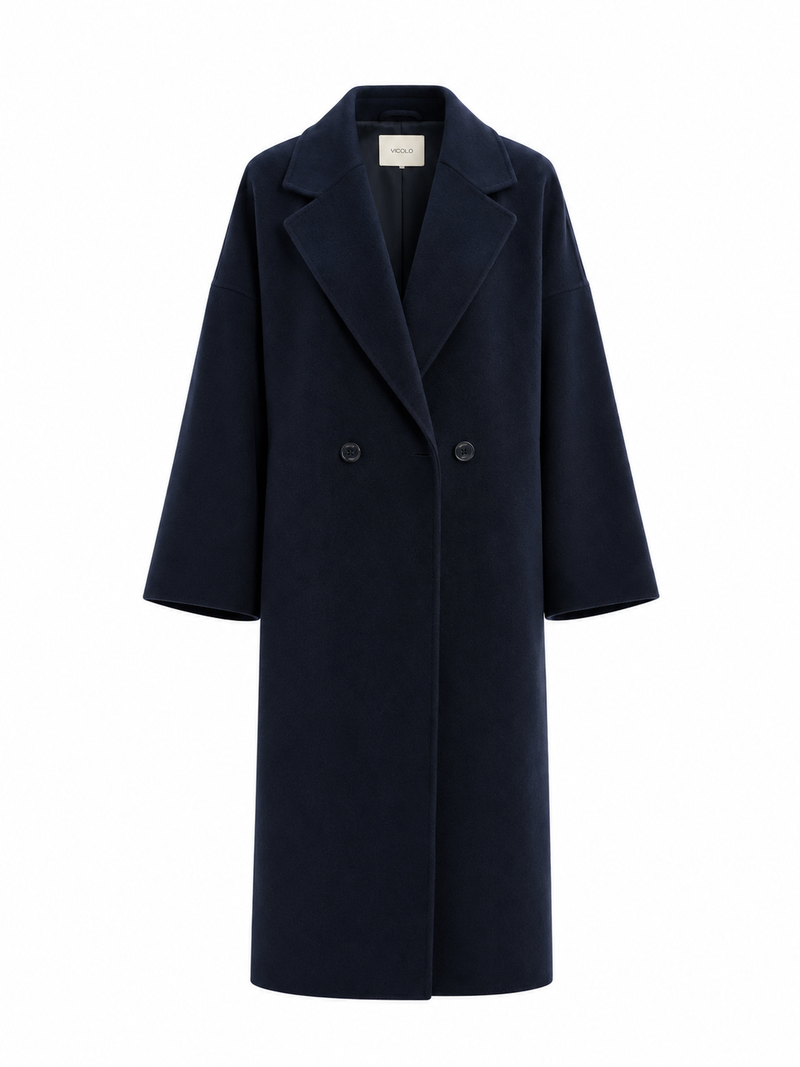 Cappotto Over Doppiopetto Blu Notte - Vicolo